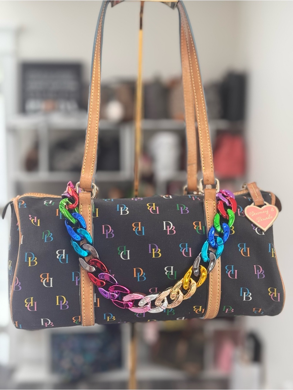 Dooney 🌈 Multicolor Logo Barrel Bag *Restored